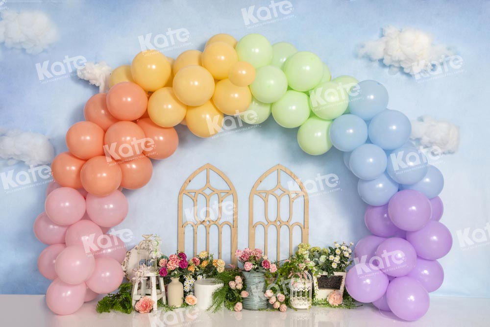Kate Balloon Garden Backdrop Sky Cake Smash Designed by Emetselch - Kate Backdrop AU