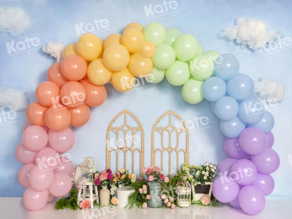 Kate Balloon Garden Backdrop Sky Cake Smash Designed by Emetselch - Kate Backdrop AU
