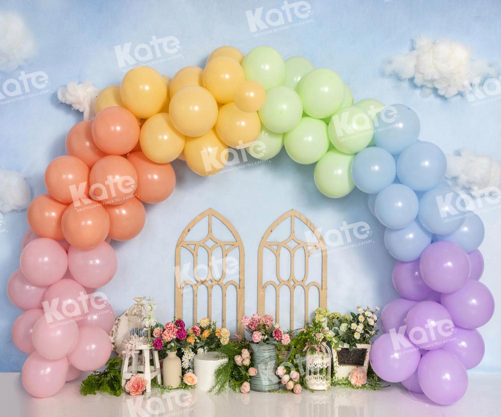 Kate Balloon Garden Backdrop Sky Cake Smash Designed by Emetselch - Kate Backdrop AU