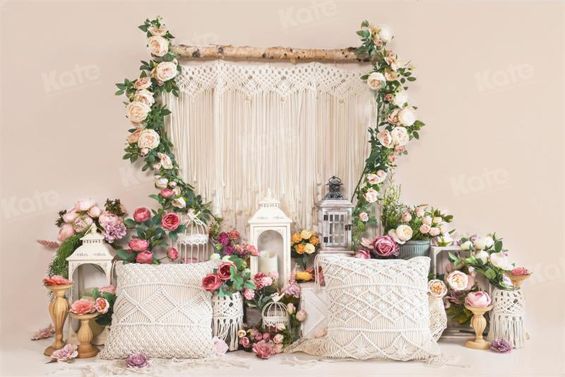 Kate Boho Valentine's Day Backdrop Flower Pillow for Photography - Kate Backdrop AU