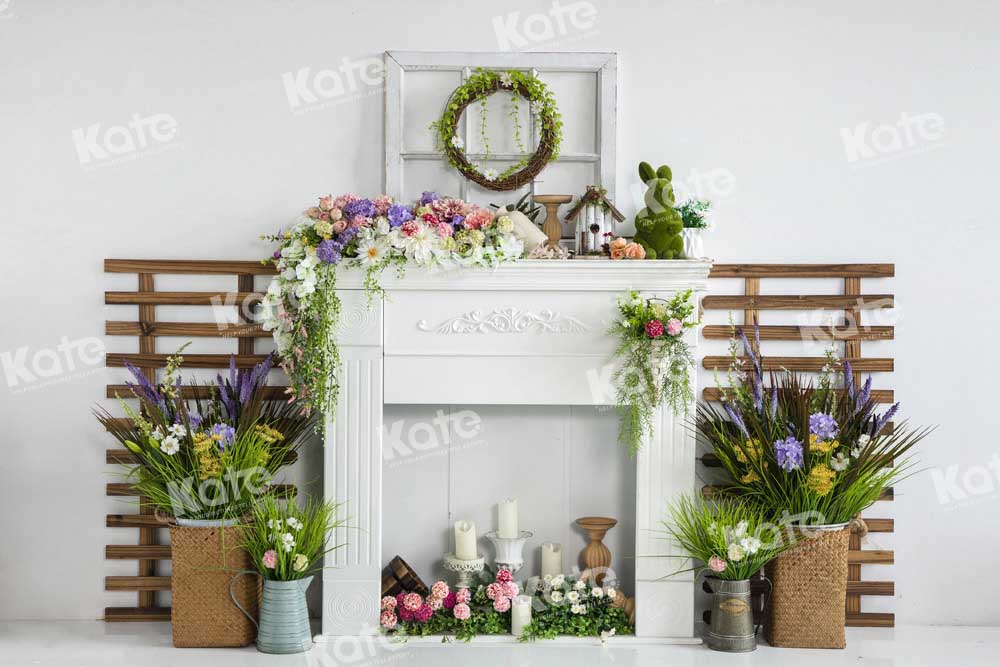 Kate Spring/Easter Fireplace Backdrop Designed by Emetselch - Kate Backdrop AU