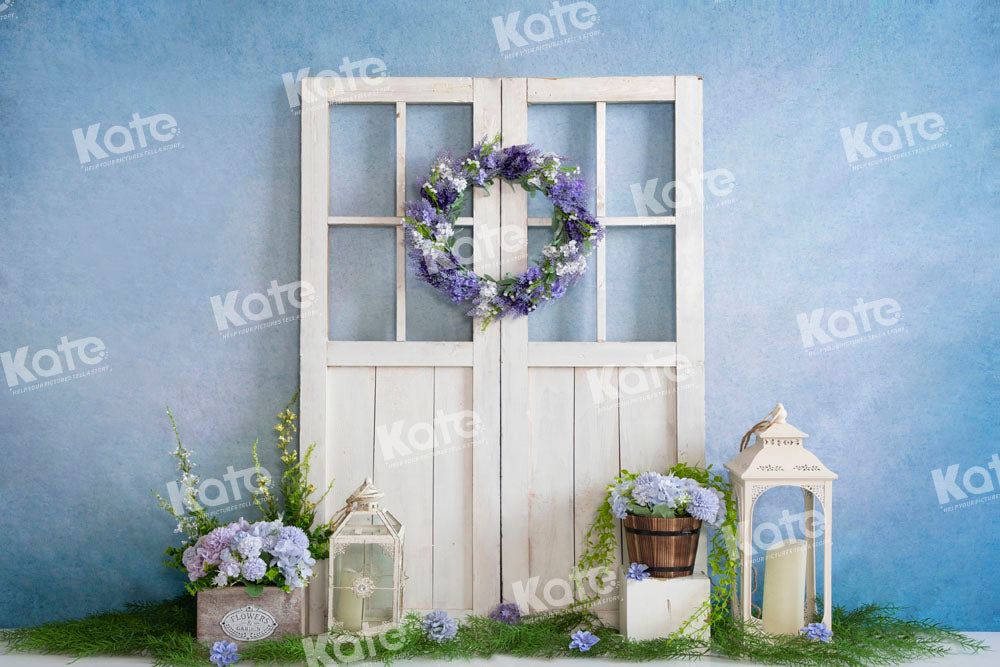 Kate Blue Spring Backdrop Barn Door Designed by Emetselch - Kate Backdrop AU