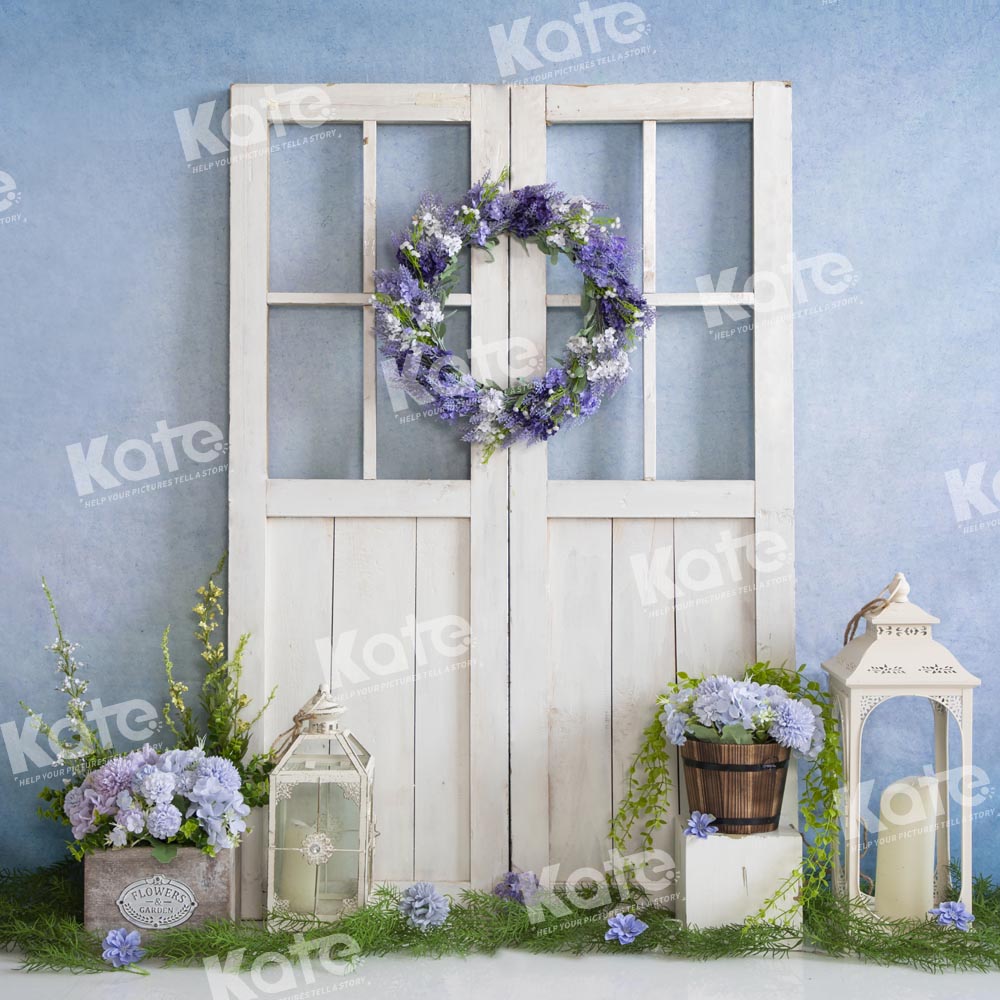 Kate Blue Spring Backdrop Barn Door Designed by Emetselch - Kate Backdrop AU