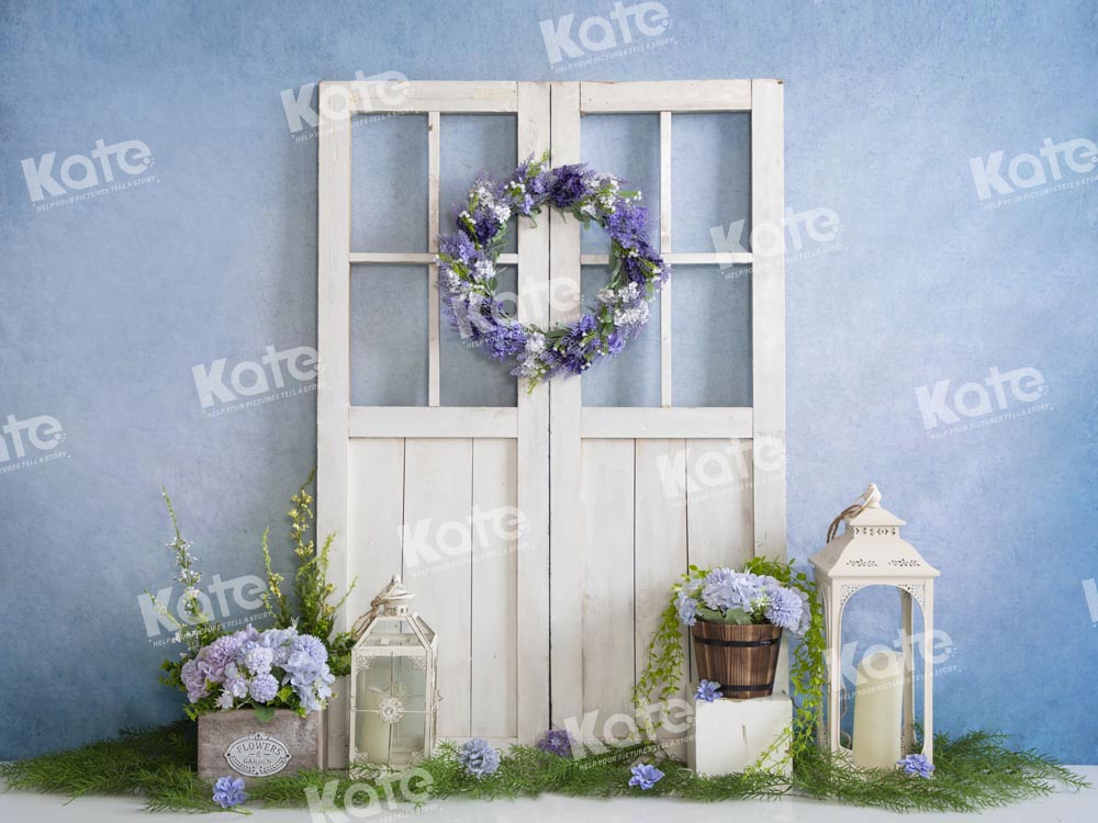 Kate Blue Spring Backdrop Barn Door Designed by Emetselch - Kate Backdrop AU
