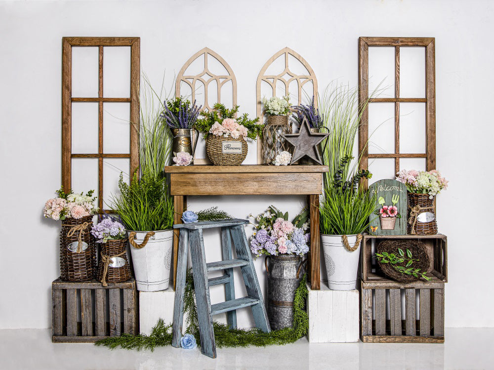 Kate Spring/Easter Backdrop Green Plants Flower for Photography - Kate Backdrop AU