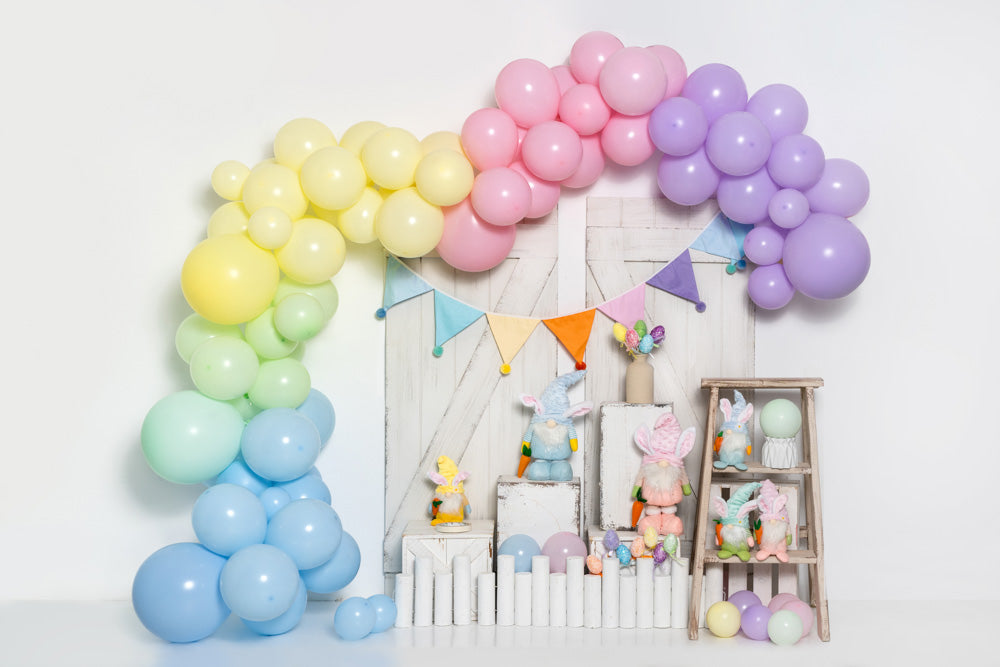 Kate Easter Bunny Backdrop Balloon Cake Smash Designed by Emetselch - Kate Backdrop AU