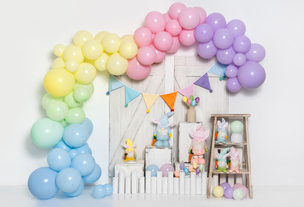 Kate Easter Bunny Backdrop Balloon Cake Smash Designed by Emetselch - Kate Backdrop AU