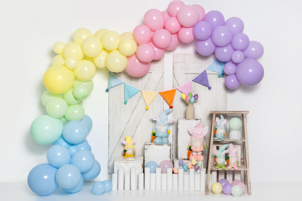 Kate Easter Bunny Backdrop Balloon Cake Smash Designed by Emetselch - Kate Backdrop AU