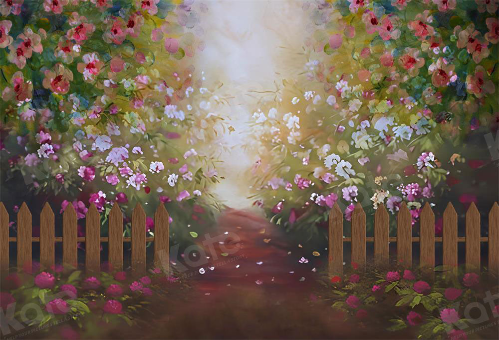 Kate Secret Garden Backdrop Fence Flower Spring Path for Photography - Kate Backdrop AU
