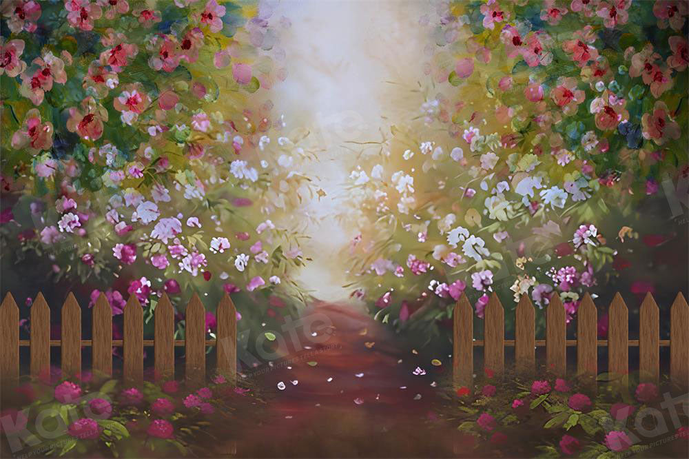 Kate Secret Garden Backdrop Fence Flower Spring Path for Photography - Kate Backdrop AU