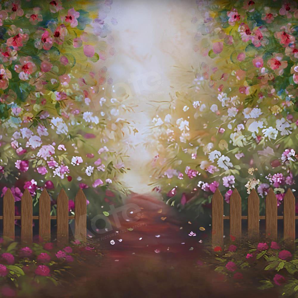 Kate Secret Garden Backdrop Fence Flower Spring Path for Photography - Kate Backdrop AU