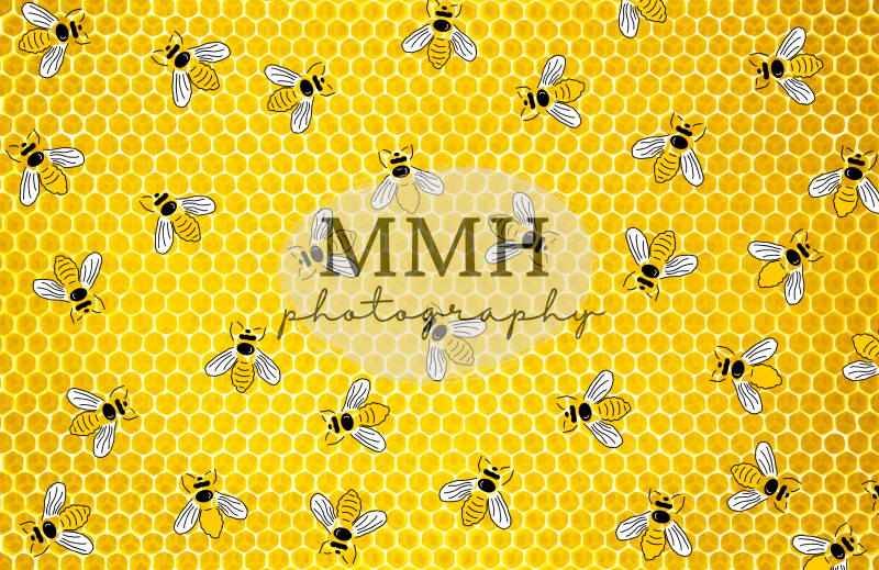 Kate Yellow Bee Pattern Backdrop Designed by Melissa McCraw-Hummer - Kate Backdrop AU
