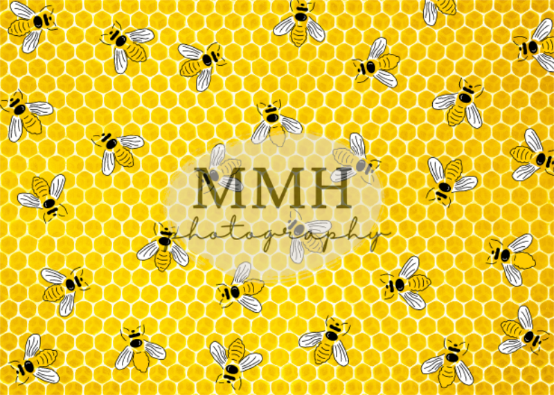 Kate Yellow Bee Pattern Backdrop Designed by Melissa McCraw-Hummer - Kate Backdrop AU