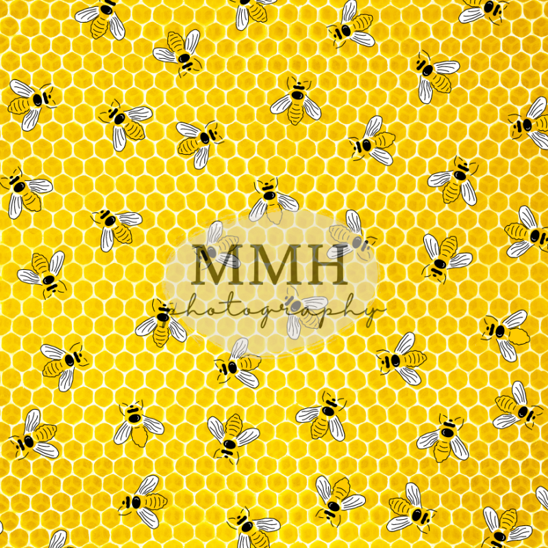 Kate Yellow Bee Pattern Backdrop Designed by Melissa McCraw-Hummer - Kate Backdrop AU