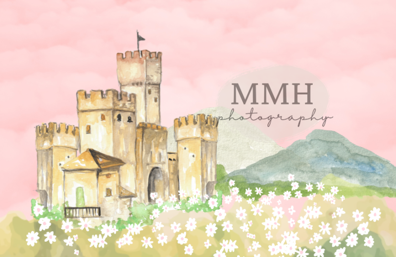 Kate Pink Princess Castle Backdrop Flower Designed by Melissa McCraw-Hummer - Kate Backdrop AU