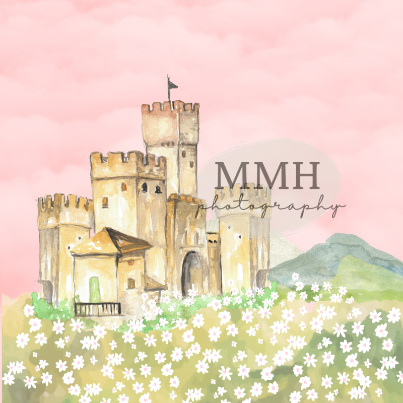 Kate Pink Princess Castle Backdrop Flower Designed by Melissa McCraw-Hummer - Kate Backdrop AU