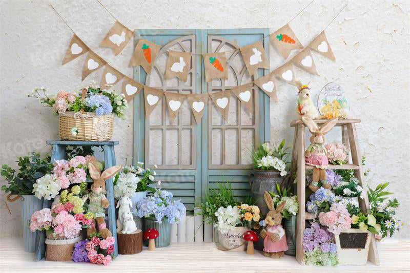 Kate Easter Bunny Backdrop Spring Flower for Photography - Kate Backdrop AU