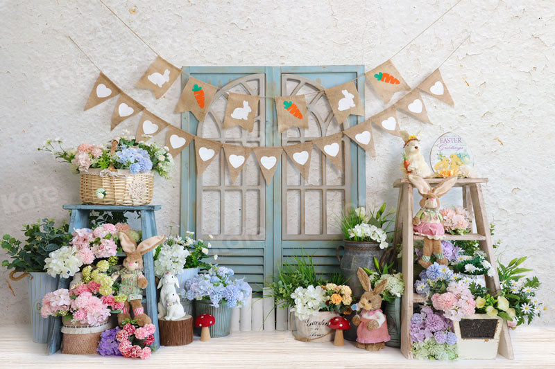 Kate Easter Bunny Backdrop Spring Flower for Photography - Kate Backdrop AU