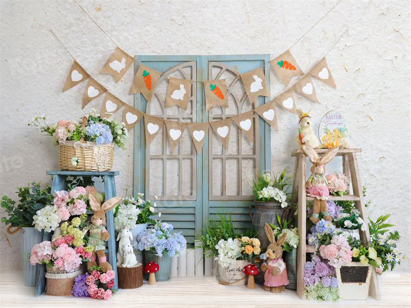Kate Easter Bunny Backdrop Spring Flower for Photography - Kate Backdrop AU