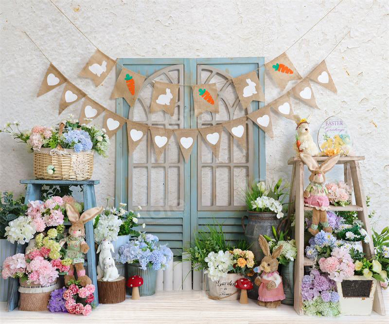 Kate Easter Bunny Backdrop Spring Flower for Photography - Kate Backdrop AU