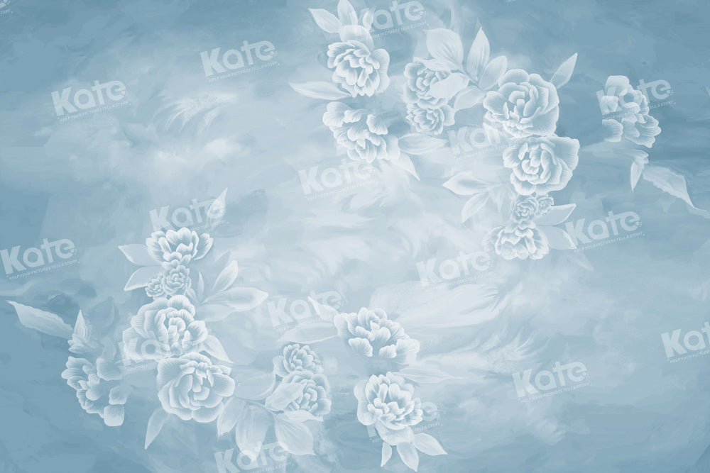 Kate Blue Backdrop Hand Drawn Floral Designed by GQ - Kate Backdrop AU
