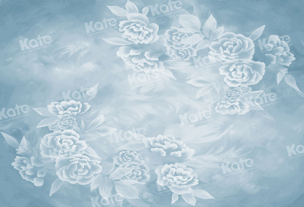 Kate Blue Backdrop Hand Drawn Floral Designed by GQ - Kate Backdrop AU