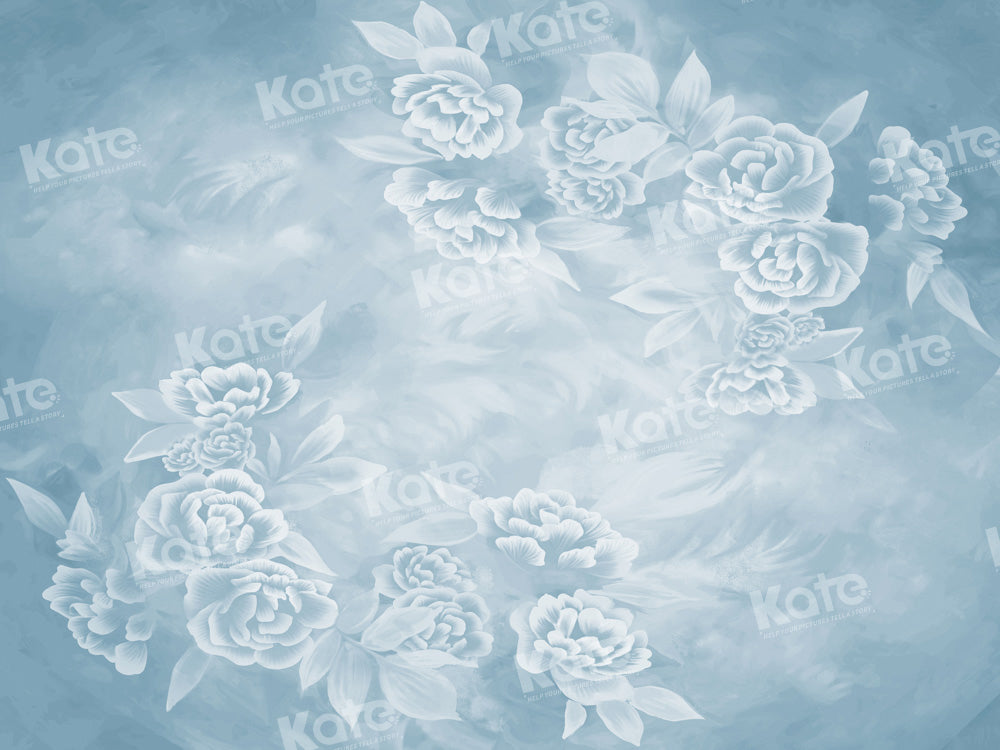 Kate Blue Backdrop Hand Drawn Floral Designed by GQ - Kate Backdrop AU