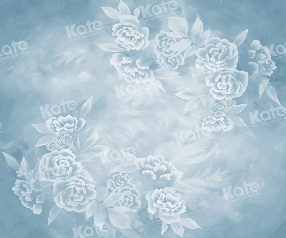 Kate Blue Backdrop Hand Drawn Floral Designed by GQ - Kate Backdrop AU