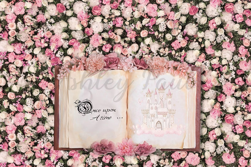 Kate Pink Floral Book Backdrop Designed by Ashley Paul - Kate Backdrop AU