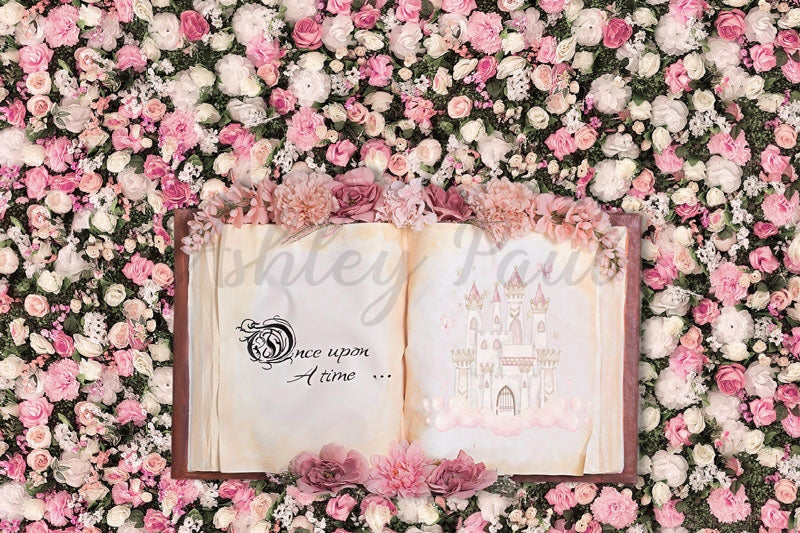 Kate Pink Floral Book Backdrop Designed by Ashley Paul - Kate Backdrop AU
