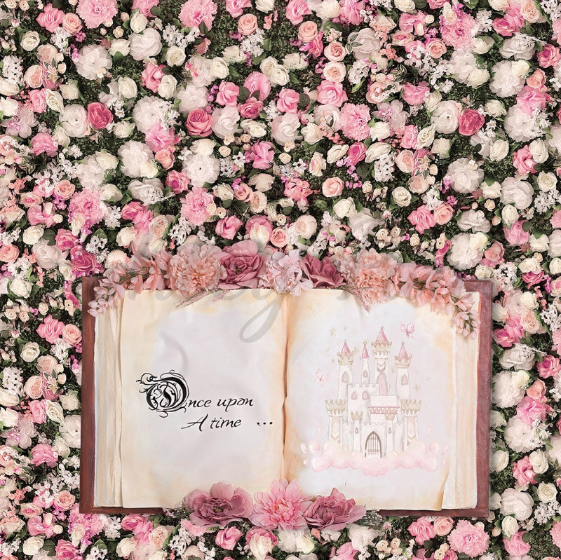 Kate Pink Floral Book Backdrop Designed by Ashley Paul - Kate Backdrop AU