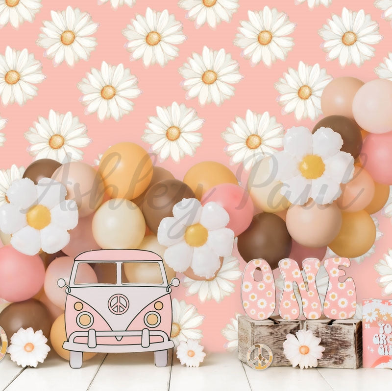 Kate Cake Smash Backdrop 1st Birthday Flower Car Designed by Ashley Paul - Kate Backdrop AU