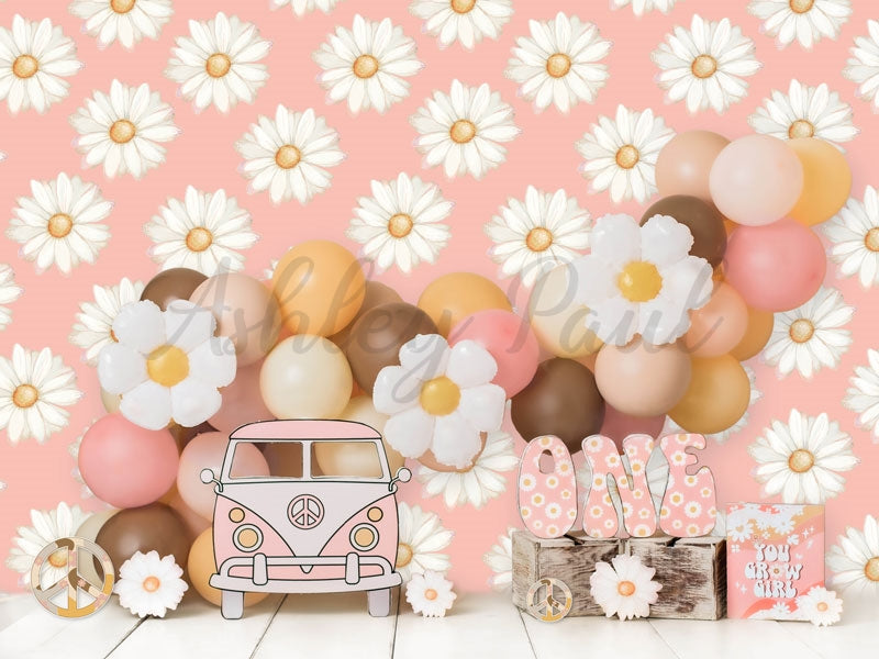 Kate Cake Smash Backdrop 1st Birthday Flower Car Designed by Ashley Paul - Kate Backdrop AU