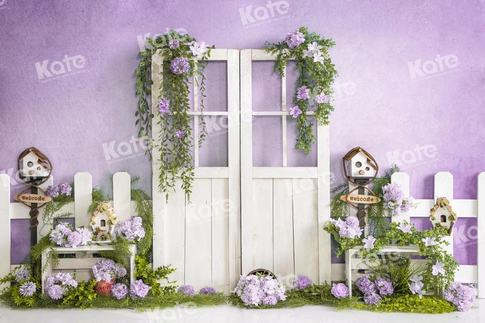 Kate Spring Flower Barn Door Backdrop Purple Eden Designed by Emetselch - Kate Backdrop AU