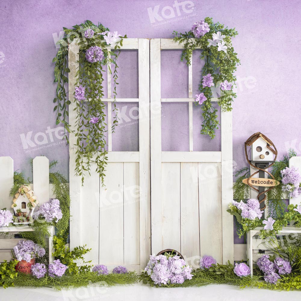 Kate Spring Flower Barn Door Backdrop Purple Eden Designed by Emetselch - Kate Backdrop AU