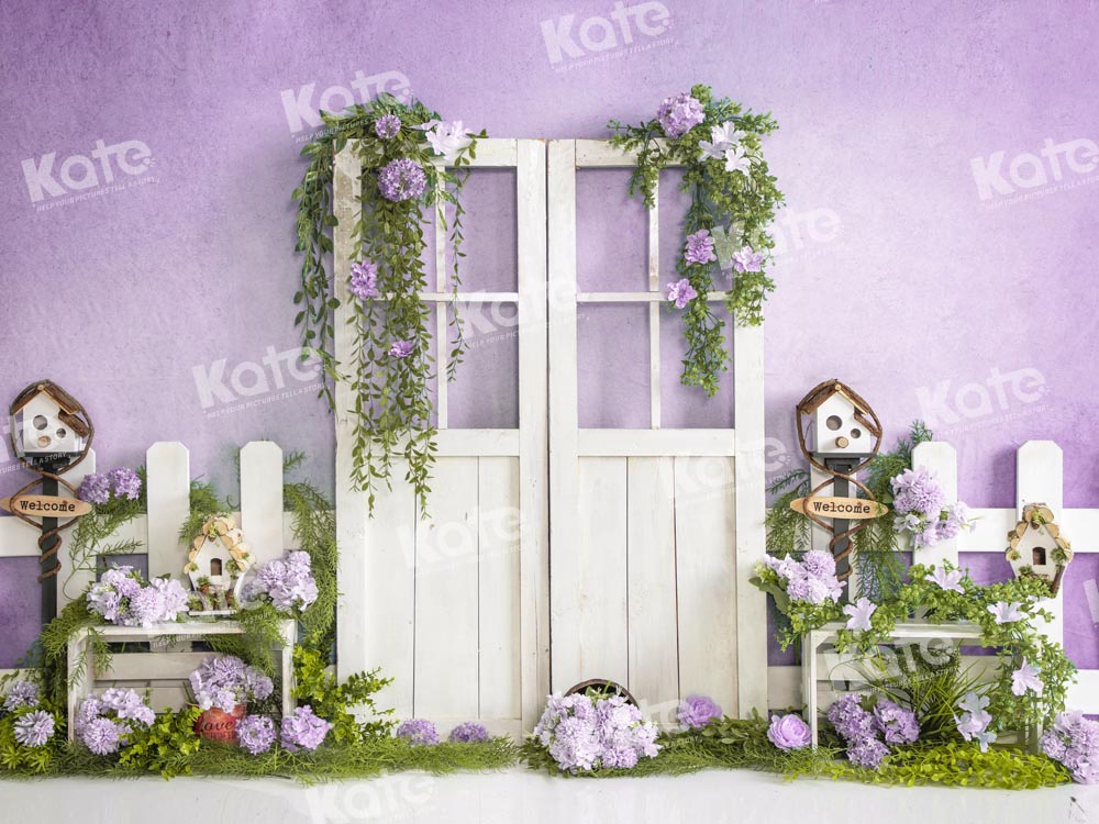 Kate Spring Flower Barn Door Backdrop Purple Eden Designed by Emetselch - Kate Backdrop AU