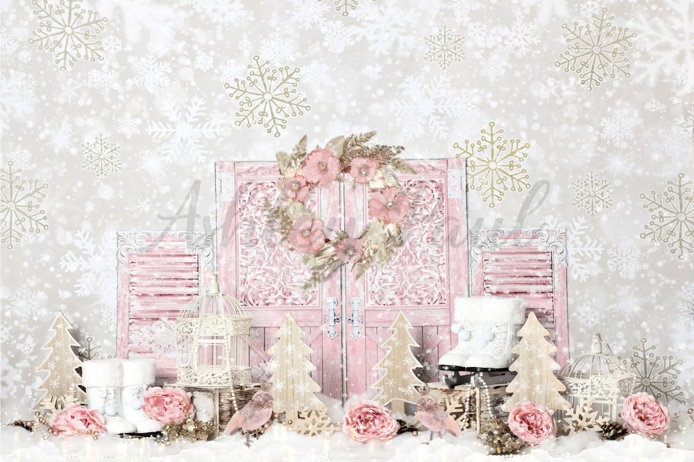 Kate Shabby Pink Winter Backdrop Designed by Ashley Paul - Kate Backdrop AU