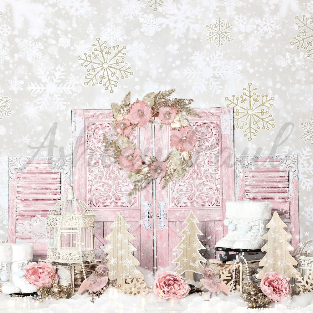 Kate Shabby Pink Winter Backdrop Designed by Ashley Paul - Kate Backdrop AU