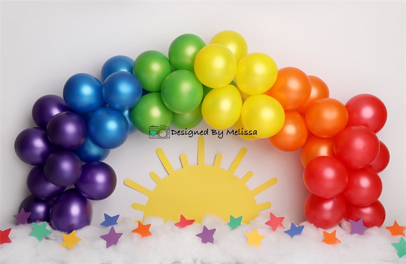 Kate Colorful Rainbow Balloons Backdrop Sun Designed by Melissa King - Kate Backdrop AU