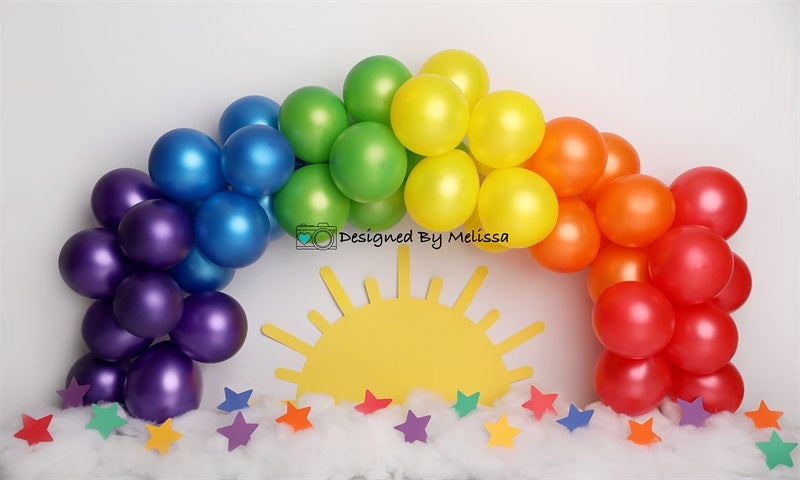 Kate Colorful Rainbow Balloons Backdrop Sun Designed by Melissa King - Kate Backdrop AU