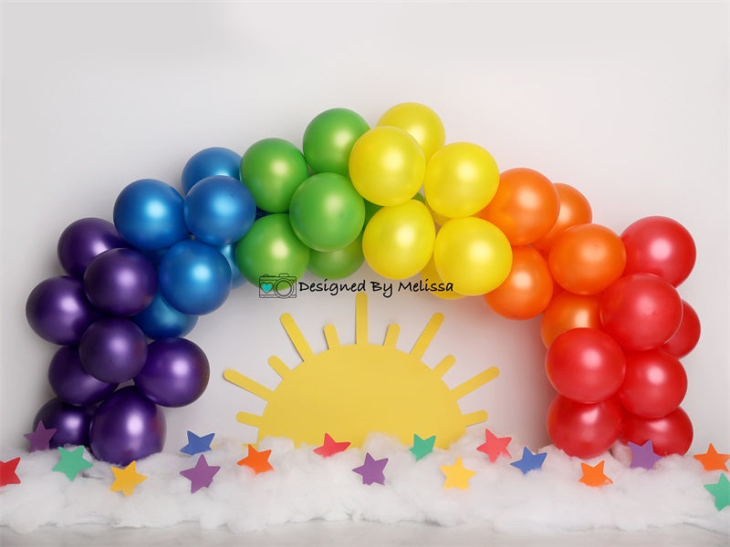 Kate Colorful Rainbow Balloons Backdrop Sun Designed by Melissa King - Kate Backdrop AU