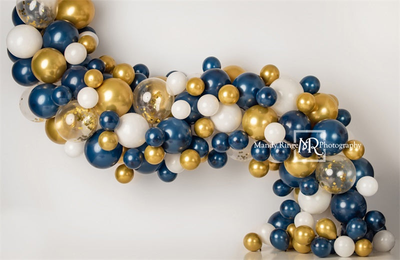 Kate Navy and Gold Balloon Garland Backdrop Designed by Mandy Ringe Photography - Kate Backdrop AU