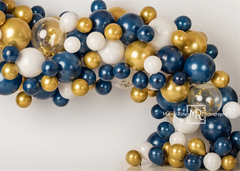 Kate Navy and Gold Balloon Garland Backdrop Designed by Mandy Ringe Photography - Kate Backdrop AU