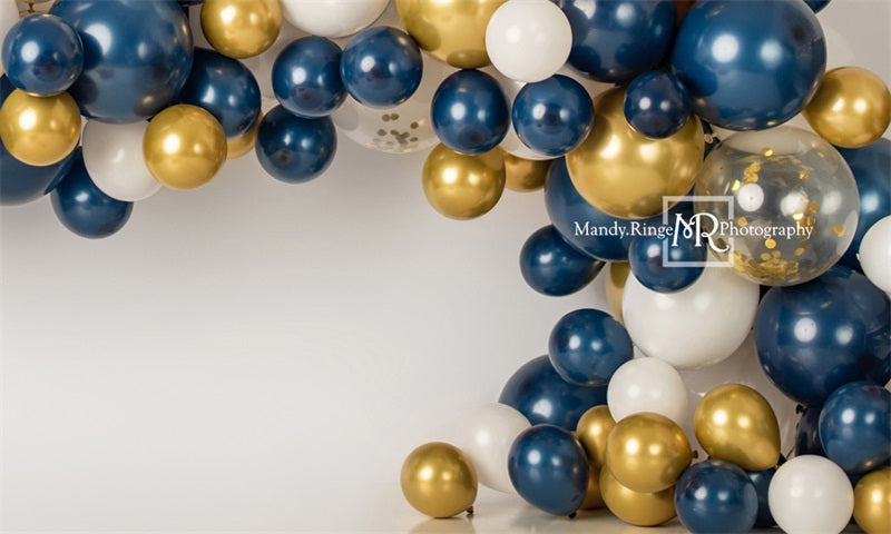 Kate Navy and Gold Balloon Garland Backdrop Designed by Mandy Ringe Photography - Kate Backdrop AU