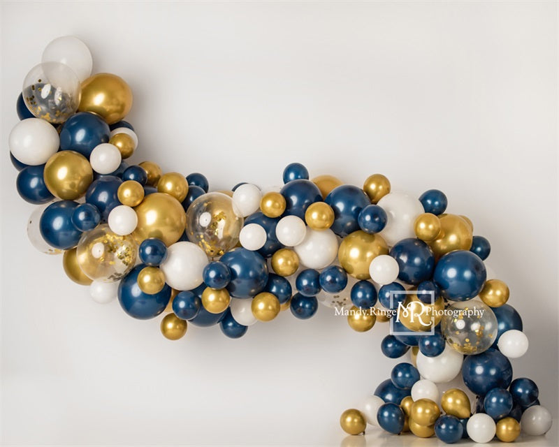 Kate Navy and Gold Balloon Garland Backdrop Designed by Mandy Ringe Photography - Kate Backdrop AU