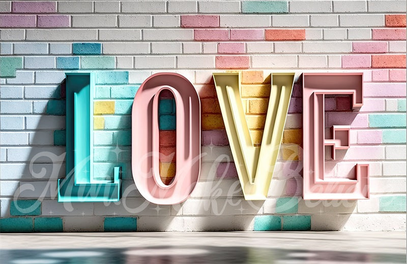 Kate Pastel Metal Love Letters Backdrop Brick Wall Designed by Mini MakeBelieve - Kate Backdrop AU