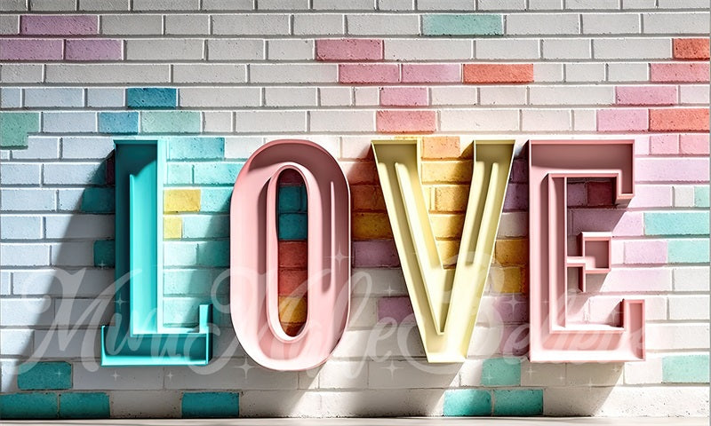 Kate Pastel Metal Love Letters Backdrop Brick Wall Designed by Mini MakeBelieve - Kate Backdrop AU