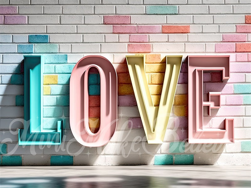 Kate Pastel Metal Love Letters Backdrop Brick Wall Designed by Mini MakeBelieve - Kate Backdrop AU