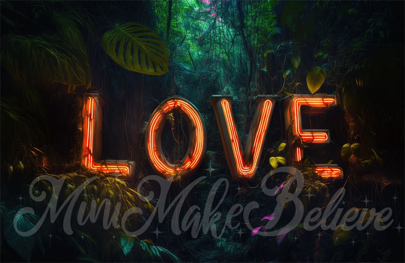 Kate Valentine Jungle Neon Light Backdrop Love Letters Designed by Mini MakeBelieve - Kate Backdrop AU