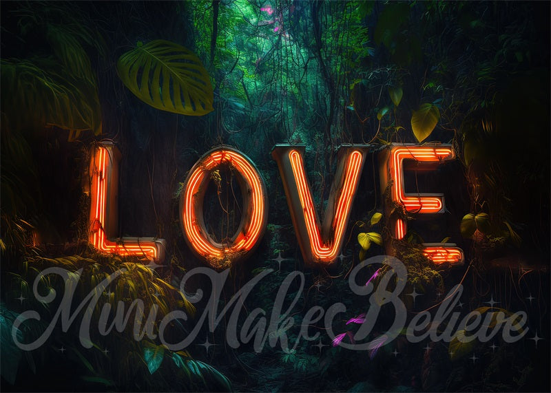 Kate Valentine Jungle Neon Light Backdrop Love Letters Designed by Mini MakeBelieve - Kate Backdrop AU